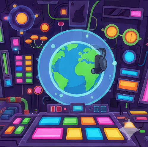 A playful control room illustration for AI prank calls